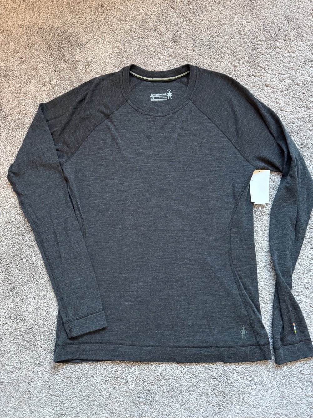 Smartwool Womens Charcoal Long-Sleeve 100% wool Base Layer Crew